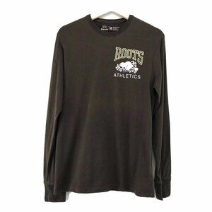 Roots Mens XS Brown Long Sleeve Organic Cotton‎ Classic Fit T Shirt